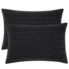 PHF 100% Cotton Waffle Pillow Shams Standard Size, 2 Pack 20" x 26" Soft Skin-Friendly Pillowcases, No Filling, Aesthetic Woven and Breathable Waffle Weave Pillow Case Covers for Bed, Black - color: Black, size: 26" x 20" (Pack of 2)