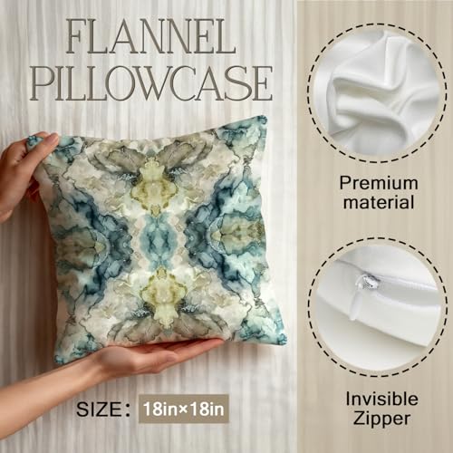 YOU FOUND ME Boho Throw Pillow Covers 18x18 Inch, Vintage Bohemian Carpet Print Pillowcase, Soft Decorative Cushion Cover for Couch Sofa Bedroom Living Room Decor (Light Blue) - color: Light Blue
