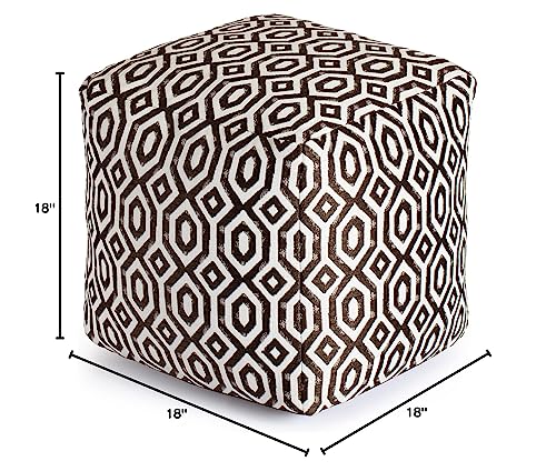 Anji Mountain 100% Handmade & Handcrafted Comfortable Home Décor Outdoor Pouf Ottoman Footrest for Living Room, Bedroom, Nursery, Kidsroom, Patio Furniture - (18" x 18" x 18"- Brown-Ivory) - color: Zuma