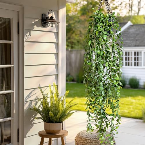 Artificial Hanging Plant 2 Pcs Faux Plant Ivy Vine Faux Eucalyptus Vines Fake Potted Greenery for Wall Living Room Home Shelf Office Bathroom Outdoor Indoor Decor (Type 1) - color: Type 1