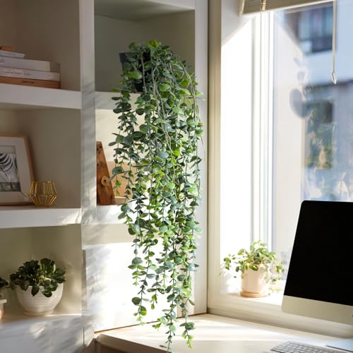 Artificial Hanging Plant 2 Pcs Faux Plant Ivy Vine Faux Eucalyptus Vines Fake Potted Greenery for Wall Living Room Home Shelf Office Bathroom Outdoor Indoor Decor (Type 6) - color: Type 6
