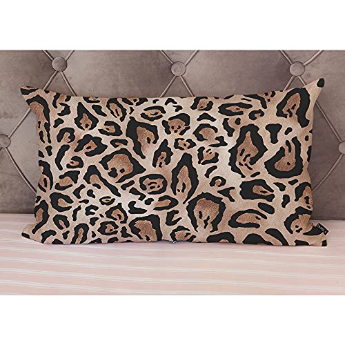 EKOBLA Leopard Skin Throw Pillow Case Cover Real Jaguar Print Brown Camouflage Cotton Linen Throw Pillow Cases Cushion Cover Sofa Home Office Rectangle Pillowcovers 12x20 Inches - color: Multi-bs20, size: 20" x 12" (Pack of 1)