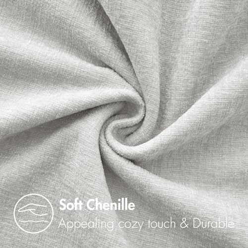 MIULEE Pack of 2 Light Gray Throw Pillow Covers 16x16 Inch Soft Chenille Pillow Covers for Sofa Living Room Couch Solid Dyed Cases - color: Moonbeam Gray, size: 16" x 16" (Pack of 2)