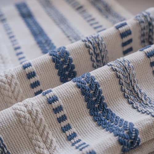 Cethom Blue Boho Lumbar Pillow Covers 14x36 Long, Stripe Textured Decorative Couch Pillow Cases for Bed, Sofa, Living Room, Bedroom, Farmhouse Home Accent Cushion Covers, Pack of 1 - color: Blue, size: 36" x 14" (Pack of 1)