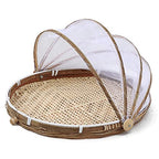 Generic Serving Food Tent,Hand Woven Bamboo Serving Food Basket with Mesh Cover for Patio Garden Picnic (30centimeter), Generic2svznfodh8-42