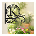 Metal Initial Letter K Plant Hanger Bracket, Decorative Wall Mount Hanging Plant Hook, Monogram Floral Leaf Garden Decor for Hanging Baskets, Bird Feeders, Lanterns, Wind Chimes - style: K