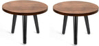 Indoor Plant Stand,Wood Mid Century Plant Table in Walnut Finish,Tall Plant Stand for Flower Pot,Modern Round Small Side End Table(Walnut (no Raised), 12"x10.8" 2 Pack)