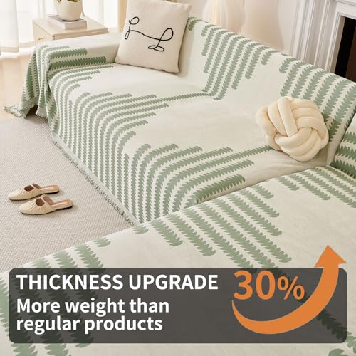 HAOMAIJIA Boho Sofa Covers Couch Covers for 3 Cushion Couch Sofa Pet Friendly Soft Thick Couch Cover for Dogs Washable Sectional Couch Covers L Shape Furniture Protector (Sage Green, 91"x118") - color: Sage Green, size: 91"x118"