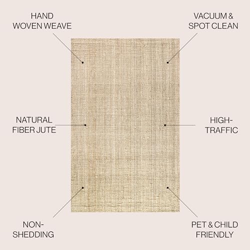 JONATHAN Y Hiro Hand Woven Chunky Jute Ivory Indoor Area Rug, 3x5, Bohemian, Transitional, Easy-Cleaning for Living Room, Bedroom, Kitchen, Pet Friendly, Non-Shedding (NFR103A-3) - size: 3' x 5' (Rectangular)