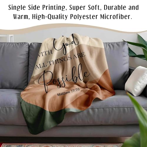 HIWX Boho Christian Blanket, with God All Things are Possible Bible Verse Abstract Mountain Throw Blanket for Home Bedroom Living Room Couch Bed Decor, Christian Gifts for Women Faith, 30x40 Inches - color: Possible, size: 30“L x 40”W