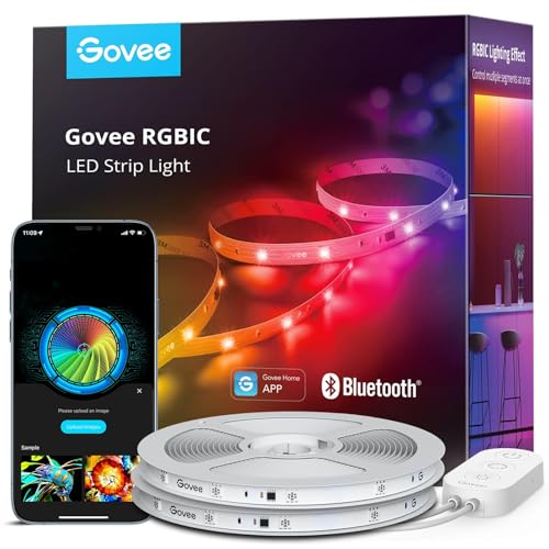 Govee RGBIC LED Strip Lights, 65.6ft Smart LED Lights for Bedroom, Bluetooth LED Strip Lights APP Control, DIY Multiple Colors on One Line, Color Changing LED Lights for Home Decor - size: 65.6ft