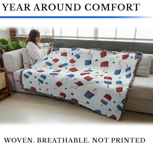 Pure Country Weavers Popsicles - Americana Gift Tapestry Throw Blanket Woven from Cotton - Made in The USA (72x54) - color: Popsicles, size: 72x54