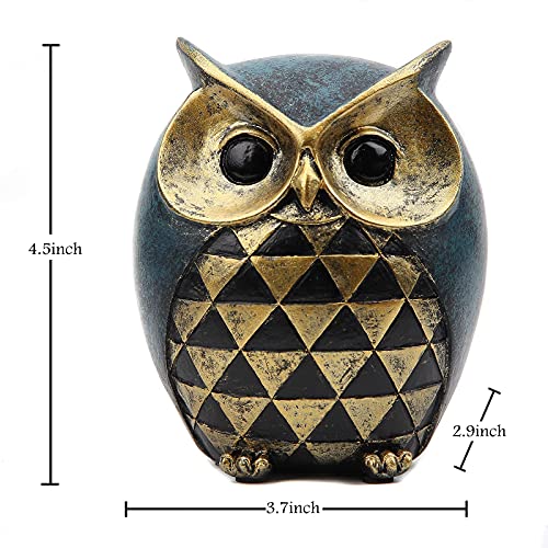 Leekung Owl Statue Home Decor - Owl Figurines for Bookshelf, Bedroom, Living Room, Office & TV Stand Decorations - Animal Sculptures Gift for Bird Lovers - color: Blue