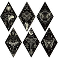 Sintuff 6 Pieces Gothic Wall Decor Boho Sun Moon Phases Wall Art Gothic Minimalist Stars Sun Hanging Wooden Home Decor Farmhouse Pediments for Gallery Living Bedroom Room(Mysterious) - style: Mysterious