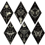 Sintuff 6 Pieces Gothic Wall Decor Boho Sun Moon Phases Wall Art Gothic Minimalist Stars Sun Hanging Wooden Home Decor Farmhouse Pediments for Gallery Living Bedroom Room(Mysterious) - style: Mysterious