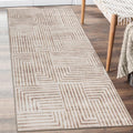 ReaLife Rugs Machine Washable Area Rug Runner - Living Room Bedroom Bathroom Kitchen Entryway Office - Non-Slip Baking Low Pile Stain Resistant Premium - Modern Geometric - Finn - Beige 2'6" x 6' - color: Finn - Beige, size: 2'6" x 6' (Rectangular)