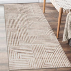 ReaLife Rugs Machine Washable Area Rug Runner - Living Room Bedroom Bathroom Kitchen Entryway Office - Non-Slip Baking Low Pile Stain Resistant Premium - Modern Geometric - Finn - Beige 2'6" x 6' - color: Finn - Beige, size: 2'6" x 6' (Rectangular)