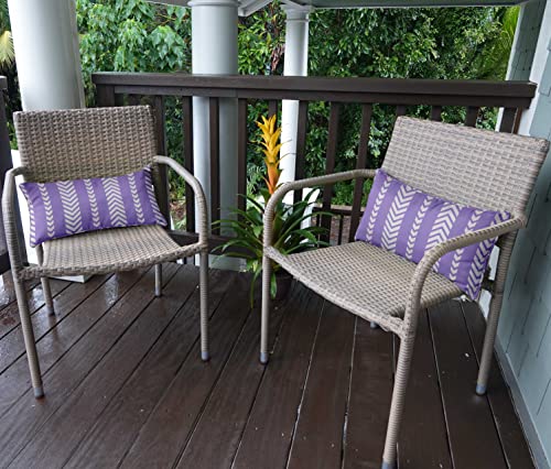 Indoor/Outdoor Polyester Fabric Lumbar Pillow Cover, All-Weather Waterproof Rectangular Cushion Case for Patio Furniture, 12 x 18 Set of 2 - Striped-35 - color: Dusty Purple, size: 18" x 12" (Pack of 2)