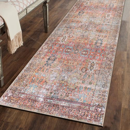 Rugshop Multi Transitional Distressed Runner Rug — Machine Washable & Non‑Slip, 2' 6" X 6' for Hallway, Entryway and Kitchen - size: 2'6" x 6' (Rectangular)