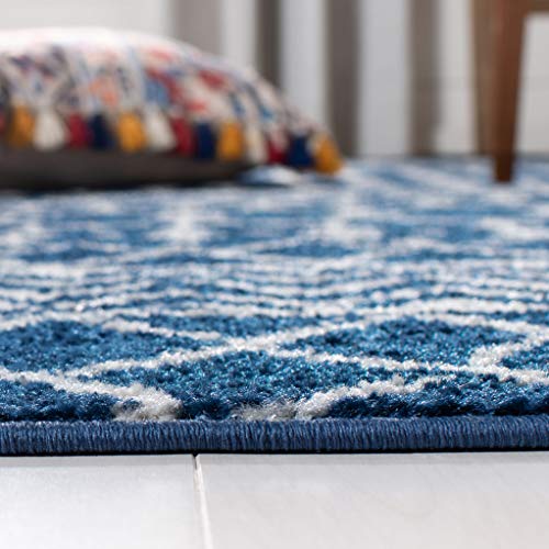 SAFAVIEH Tulum Collection Accent Rug - 2' x 4', Navy & Ivory, Moroccan Boho Distressed Design, Non-Shedding & Easy to Clean, Ideal for Front Door, Kitchen, Entryway, Foyer (TUL270N) - color: Navy/Ivory, size: 2' x 4' (Rectangular)
