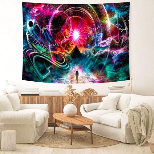 Delur Time Travel Tapestry Galaxy Universe Starry Sky Wall Hanging Tapestry Milky Way Outer Space Abstract Psychedelic Nebula Headboard for Bedroom Living Room Home Decor (59.1" x 78.7") - color: Time Travel, size: 59.1"L x 78.7"W