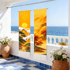 seewan 2 Pack Long Vertical Wall Tapestry, Boho Nature Landscape & Floral Aesthetic Wall Hanging for Bedroom Living Room Home Decor, Long Narrow Art Tapestry with Sunrise Mountain Botanical Designs, 13" × 51" (Golden Horizon Dawn, 13"Wx51"H, Unframed) - c