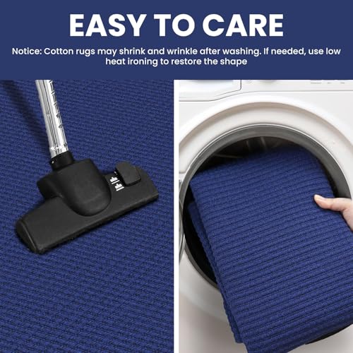 IOHOUZE Small Area Rug 2x3 Washable Woven Rugs for Entryway Non Slip Rubber Backed Front Door Rugs Indoor Doormat Throw Rug Floor Carpet for Entrance Kitchen, Royal Blue/Navy - color: Royal Blue/Navy, size: 2' x 3' (Rectangular)