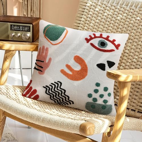 Merrycolor Boho Abstract Pillow Covers Colorful Woman Face Line Cute Pillow Cases Mid Century Aesthetic Modern Boho Pillows Decorative Throw Pillows for Bed Couch Living Room,1PC 18×18 inch - color: Colorful, size: 18" x 18" (Pack of 1)