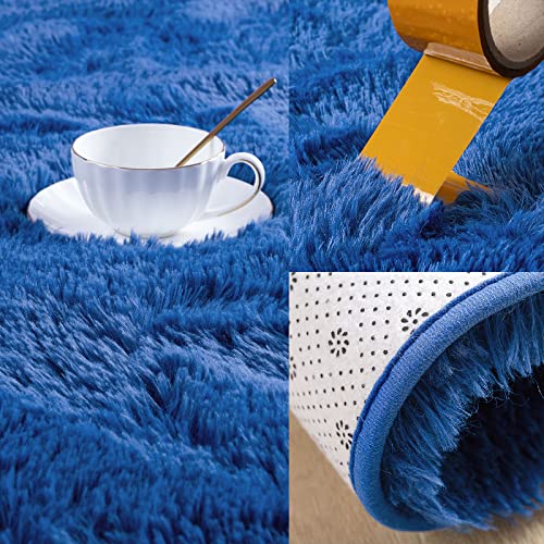 Kelarea Area Rug for Living Room, 4x6 Non-Slip Navy Blue Rug Fluffy Soft Shag Rugs, Fuzzy Shaggy Plush Carpet for Bedroom, Nursery Rooms, Home Dorm - color: Navy Blue, size: 6' x 4' (Rectangular)