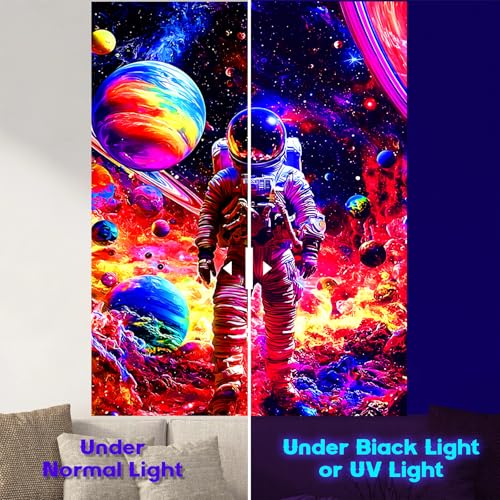 NYZE Astronaut Space Tapestry for Bedroom, Glow in the Dark Room Decor Wall Tapestries, Cool Galaxy Planet Wall Hanging, Wall Hanging for Men Guys Gamer Room Dorm Living Room 44x60 in - color: Astronauts B, size: 44"L x 60"W