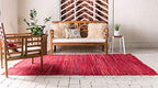 Unique Loom Chindi Cotton Collection Soft Hand Woven Natural Fiber Striped Area Rug, 8 ft x 10 ft, Red/Purple - color: Red/Purple, size: 8' x 10' (Rectangular)