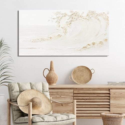 Canvas Wall Art Decor White Wall Art Silent Waves With Gold Canvas Art Wall Decor Wall Art Painting Decorations Artwork Wall Art Prints For Room Living Room Bedroom Office Decor 20x40 Inch - color: White, size: 40"L x 20"W