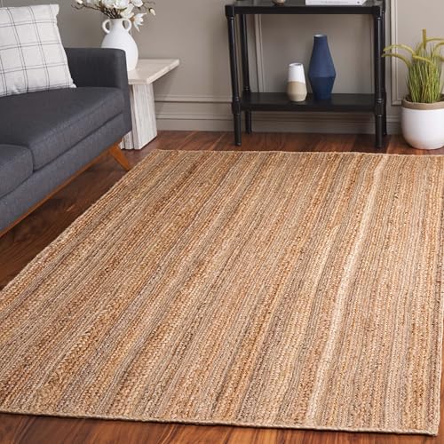 SAFAVIEH Natural Fiber Collection Area Rug - 5' x 8', Natural, Handmade Farmhouse Jute, Ideal for High Traffic Areas in Living Room, Bedroom (NF923A) - size: 5' x 8' (Rectangular)