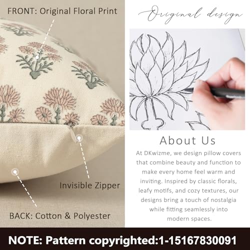 Farmhouse Floral Pillow Covers 24x24 Set of 2, Country Botanical Throw Pillow Cover for Sofa Couch Bed Living Room, Rustic Vintage Flower Cushion Covers Cottage Home Décor,Blush Sage - color: Blush Sage, size: 24" x 24" (Pack of 2)