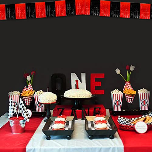 6 Pack 10 Feet Black Red Foil Fringe Garland Metallic Tinsel Streamers Banner Wall Hanging Curtain Backdrop Banner for Parade Floats, Thanksgiving, Christmas, Birthday, Halloween Party Decorations - color: 6 Pack Black Red