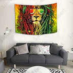 Simsant Rasta Rastafarian Tapestry Lion Head Bob Tapestry Wall Hanging Backdrop for Living Room Bedroom Dorm Psychedelic Decor Tapestry (60"x40") - size: 60"L x 40"W