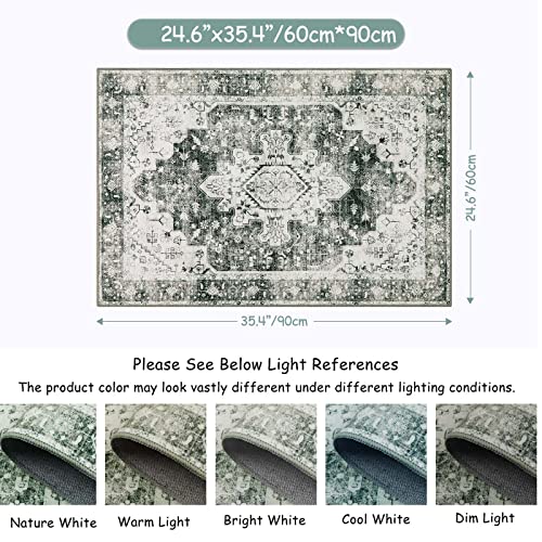 Moynesa Ultra-Thin Washable Area Rug - 2x3 Small Grey Front Door Rug Kitchen Mat, Non Slip Non Shedding Pet Friendly Bathroom Carpet for Office Laundry Powder Room Bedside Hardwood Floor - color: Grey, size: 2' x 3'