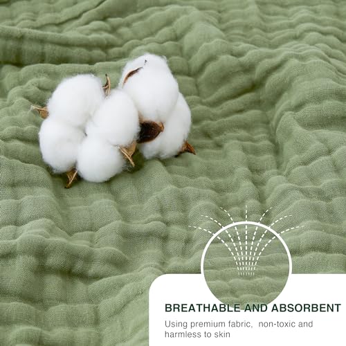 Love's cabin 100% Cotton Muslin Blanket, 6 Layer Lightweight Breathable Gauze Queen Size Blanket 90 x 90 Inches, Soft All Season Blanket for Bed, Sage Green - color: Sage Green, size: Queen(90"x90")
