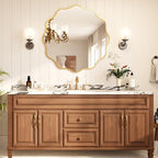 Kelly Miller 36 Inch Gold Round Wavy Mirror, Large Scalloped Edge Decorative Wall Mirror for Bathroom Bedroom Living Room Entryway Vanity Fireplace - size: 36"L x 36"W
