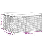 Gray Patio Footrest, Modern Outdoor Ottoman for Garden, Square Poly Rattan Woven Finish, Adjustable Feet, Weather-Resistant, 21.7 in. Wide Lounge Pouf