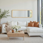 Rattan Mirror 18"x48" Rectangle Long Full Length Mirror Farmhouse Wicker Wooden Framed Full Body Floor Mirror Lean Against Wall for Bathroom Entryway Living Room Bedroom Fireplace Nature - size: 48"L x 18"W
