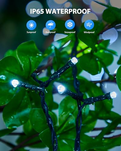 Brightown 2 Pack Solar String Lights for Outside, Each 46Ft 120 LED Solar String Lights Outdoor with 8 Modes, IP65 Waterproof Solar Lights for Patio Yard Wedding Garden Party Decorations, Pure White - color: Pure White, size: 2 pack