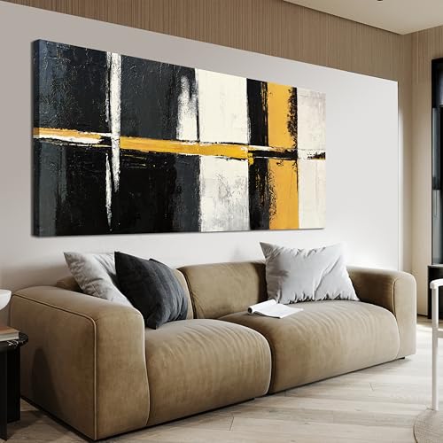 Canvas Wall Art Decor Wall Art Pictures for Living Room Abstract Art Work Black and White Wall Art Decor Modern Black Yellow Abstract Wall Art Prints For Bedroom Office Kitchen Home Wall Decor 20"x40" - color: XY-F, size: 40"L x 20"W