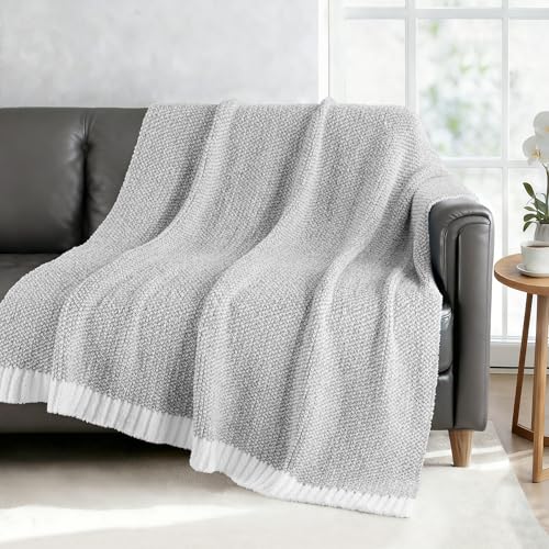 Exclusivo Mezcla Knit Throw Blanket, Ultra Soft and Warm Reversible Woven Blankets, Cozy Snuggly Throw for Couch Bed and Home Decor, Heather Grey, 50"x60" - color: Heather Grey, size: Throw (50"x60")