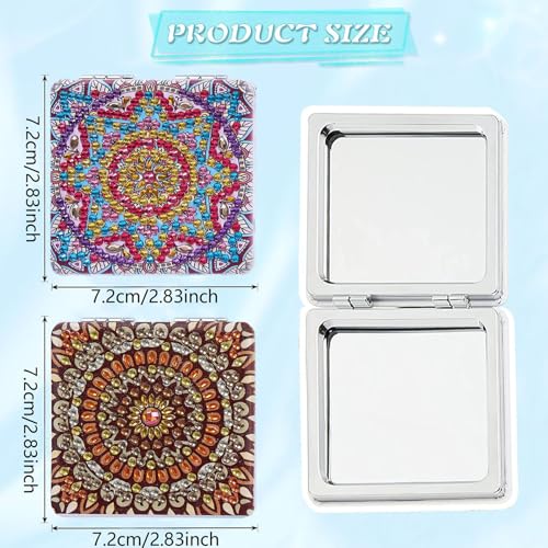 DDGYP 2 Pcs Diamond Painting Portable Mirror, Diamond Art Kits for Adults, DIY Compact Folding Mirror, Pocket Mirror for Women, Ideal Art Craft Gifts for Birthday - color: Red