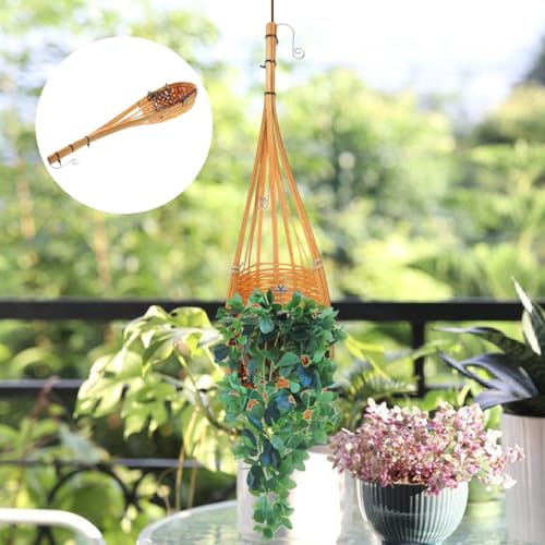 Small Hanging Woven Baskets Handcrafted Bamboo Flower Planters Lightweight Indoor Hanging Basket for Home Office Garden Decor