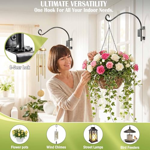 Lifyzoon Swivel Bird Feeder Hanger Hook: 12 Inch Swivel Hanging Plant Bracket, 50lbs Weight Capacity - Heavy Duty Outdoor Hooks for Hanging Bird Feeders, Flower Baskets, Lanterns, Wind Chimes - size: 12 Inch