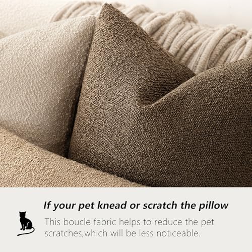 Foindtower Set of 2, Decorative Textured Boucle Throw Pillow Covers Accent Solid Pillow Cases Neutral Soft Couch Cushion Case for Chair Sofa Bedroom Living Room Home Decor 16x16 Inch Chocolate - color: Chocolate, size: 16" x 16" (Pack of 2)