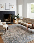 Loloi Chris Loves Julia Jules Collection JUL-06 Denim/Spice 9'-6" x 14', .13" Pile Height, Area Rug - color: Denim / Spice, size: 9' x 14' (Rectangular)