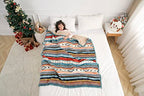 COTTEBED Flannel Sherpa Boho Throw Blankets,All Seasons Lightweight Super Soft Cozy Comfy Fluffy Fuzzy,Fleece Bedding Blanket for Bed Sofa Couch Living Room Camping Travel(Bohemia,50x60) - color: Bohemia, size: Throw(50x60)Sherpa